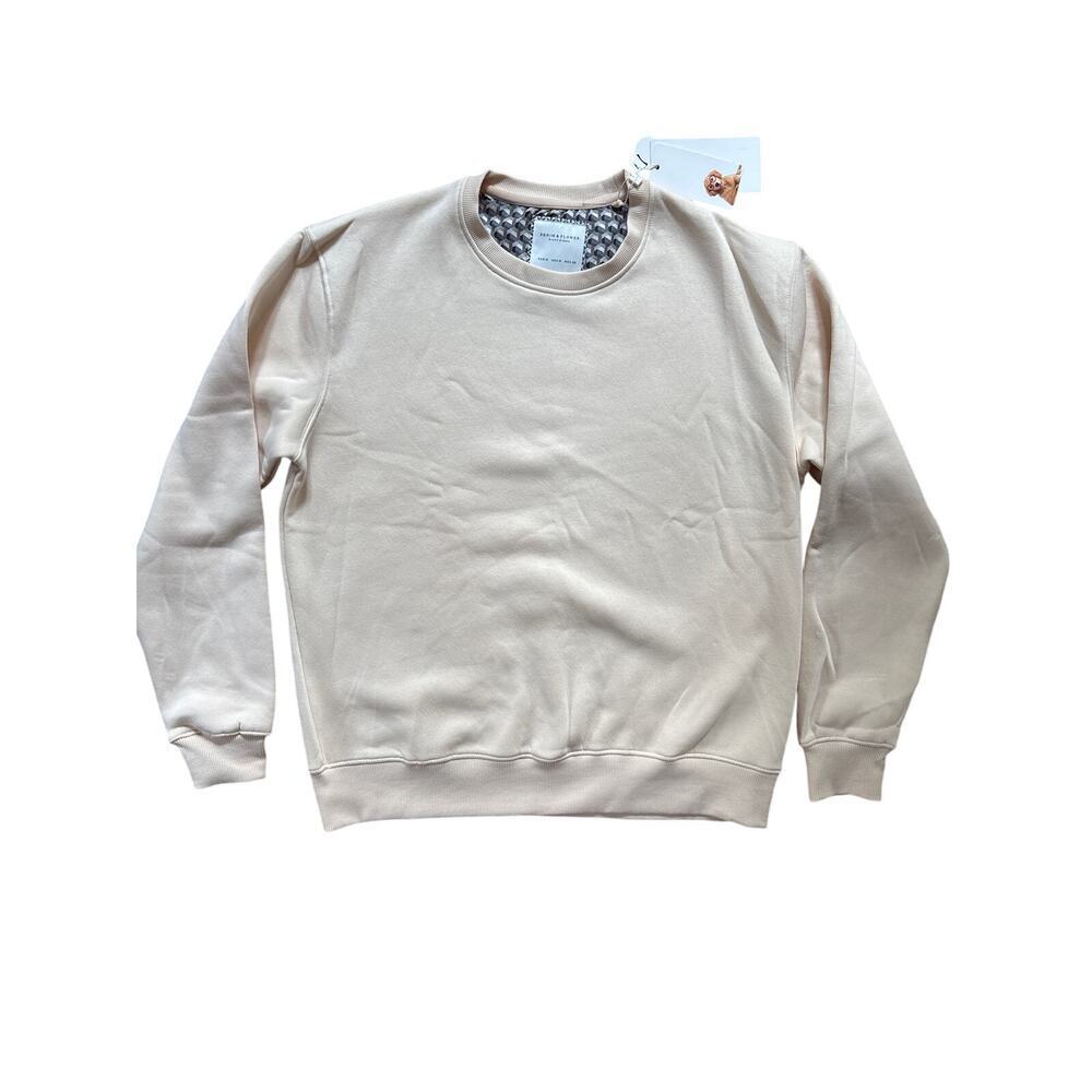 Denim & Flower Crew Neck Sweatshirt Men’s Sz Medium Cream Cotton Blend